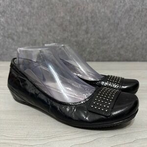 Ecco Womens Bouillon Women's Sz 39 Studded Leather Hidden Wedge Ballet Flats